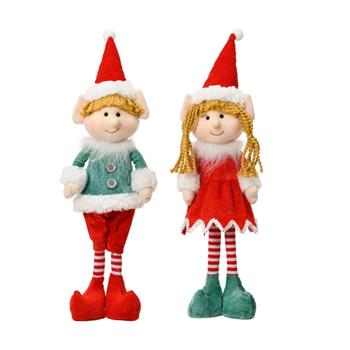 Figurka stojícího elfa chlapec/dívka látka mix 45cm