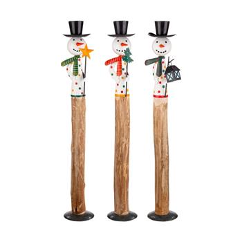 Sněhulák dřevěný EGON s lucernou/hvězdou/stromem mix 110cm