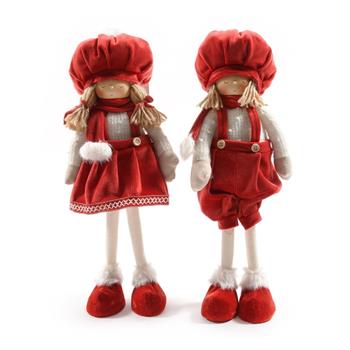 Chlapec/dívka stojící SISSY RED látka bílo-červená 50cm