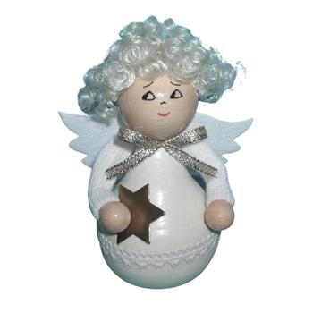 Anděl s hvězdou plastový bílý 15cm