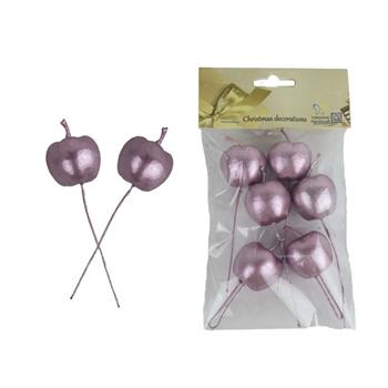 Jablko umělé na drátku sv.růžové 6ks