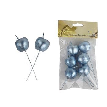 Jablko umělé na drátku sv.modré 6ks