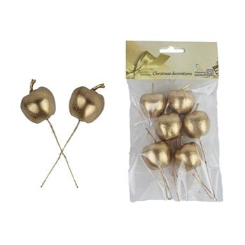 Jablko umělé na drátku zlaté 6ks