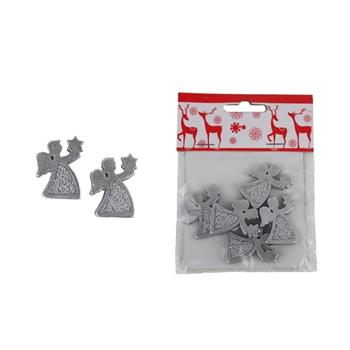 Přízdoba polyresinový anděl s hvězdoustříbrný 5ks