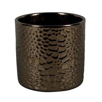 Obal keramický HELSINKI FLORAL G hnědo-zlatý 13cm