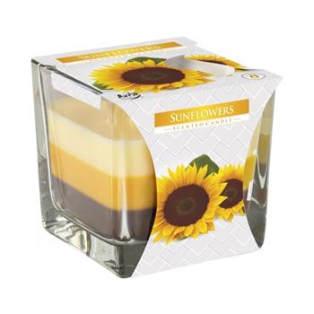 Svíčka vonná ve skle Sunflowers tříbarevná 8cm