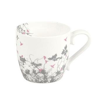Hrnek porcelánový růžoví ptáci bílo-šedý 415ml