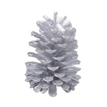 Šiška borovice s glitry stříbrná 17cm