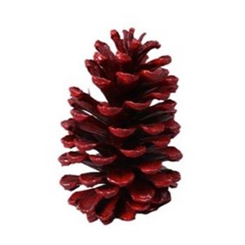 Šiška borovice s glitry červená 17cm