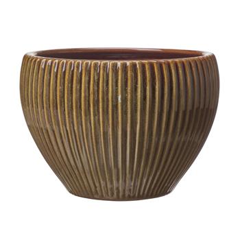 Obal kulatý porcelánový EDLA zeleno-hnědý 21cm