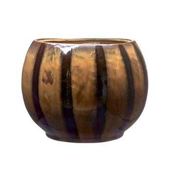 Obal kulatý kameninový ALVA sv./tm.hnědý 21cm