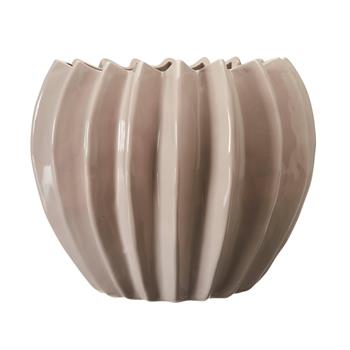Obal žebrovaný kulatý kameninový LILIAN pískový 27cm