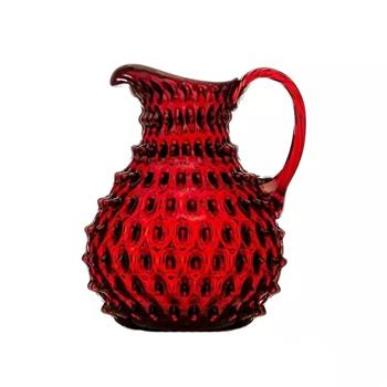 Džbán skleněný POLKA DOT s 1 uchem červený 750ml