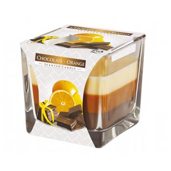 Svíčka vonná ve skle Chocolate & Orange tříbarevná 8cm