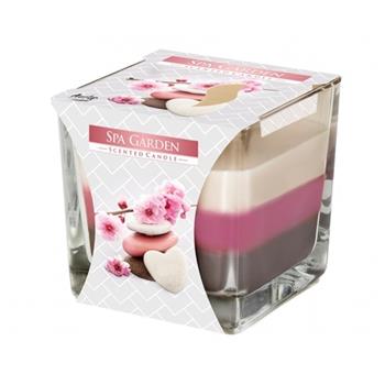 Svíčka vonná ve skle Spa Garden tříbarevná 8cm