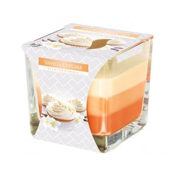 Svíčka vonná ve skle Vanilla Cupcake tříbarevná 8cm