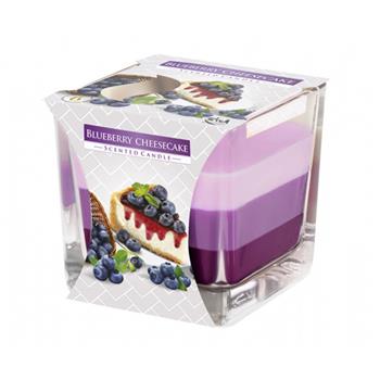 Svíčka vonná ve skle Blueberry Cheesecake tříbarevná 8cm