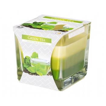 Svíčka vonná ve skle Green Tea tříbarevná 8cm