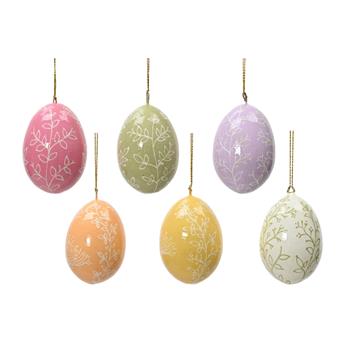 Ozdoba vejce dřevené s listy mix 5cm