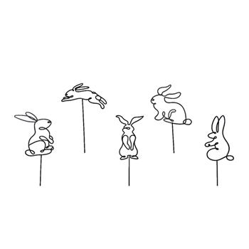 Zápich zajíc kovová černý mix 60cm