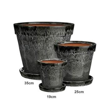 Květináč keramický LOTUS + podmiska černý 35cm