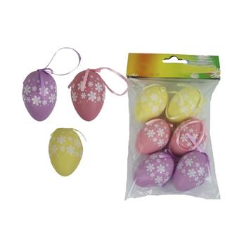 Ozdoba plastové vejce s květy mix 6ks