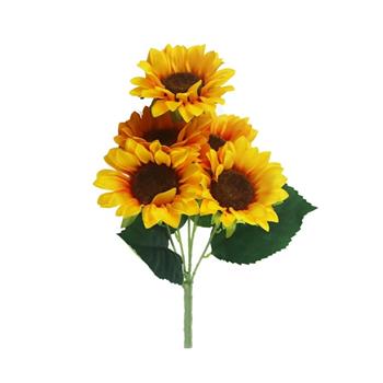 Slunečnice řezaná umělá 5 květů žlutá 52cm