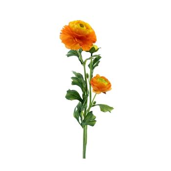 Pryskyřník NEW ORLEANS řezaný umělý se 3 květy oranžový 64cm