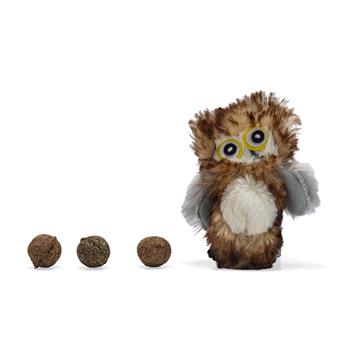 Hračka sova plyšová + 3ks koule catnip 12cm