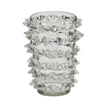 Váza skleněná válcová s hroty čirá 28cm