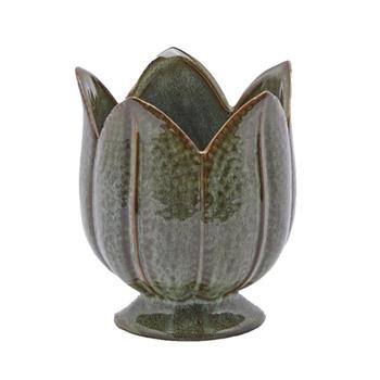 Obal kulatý keramický TULIPÁN zelený 16cm