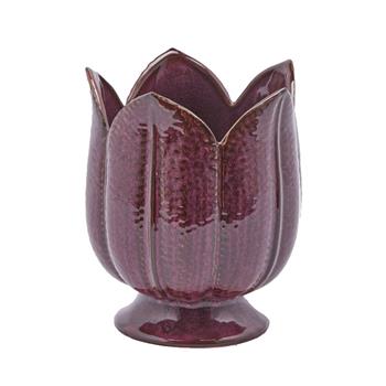 Obal kulatý keramický TULIPÁN vínový 14cm
