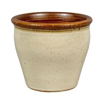 Květináč keramický CORLETO 1-01I s hnědým lemem krémový 28cm