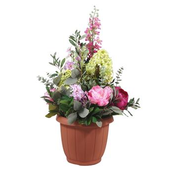 Růžová romance aranžovaný květináč ke dveřím 30cm