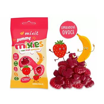 Bonbony želé ovocné MIXIES jahoda & banán 35g