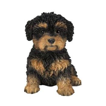 Štěně Cavapoo sedící polyresinový hnědo-černý 15cm