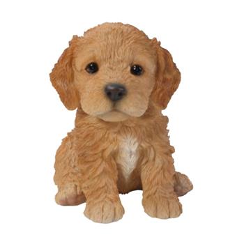 Štěně Cavapoo sedící polyresinový sv.hnědý 16cm
