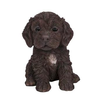 Štěně Cockapoo sedící polyresinový tm.hnědý 16cm