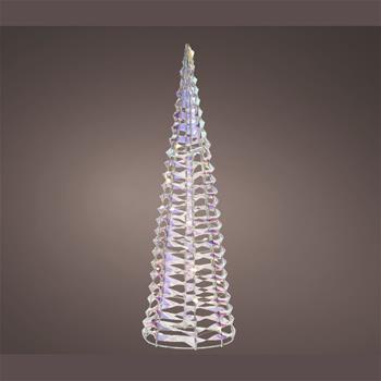 Kužel plastový se 40microLED, t.bílá s časovačem na baterie, duhový čirý 80cm