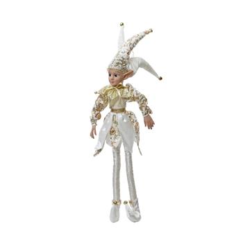 Stojící elf šašek 95 cm – zlato-bílý