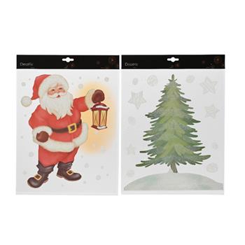 Šablona okenní Santa s lucernou/strom mix 34,5cm