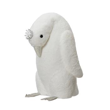 Tučňák stojící polyesterový s glitry stříbrno-bílý 64cm