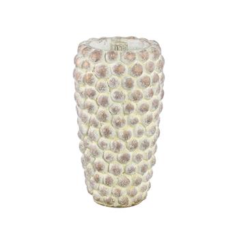 Obal kulatý vysoký cementový RUIS S tečky krémový antik 30x16cm