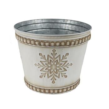 Obal kulatý plechový s vločkou hnědo-bílý 17cm