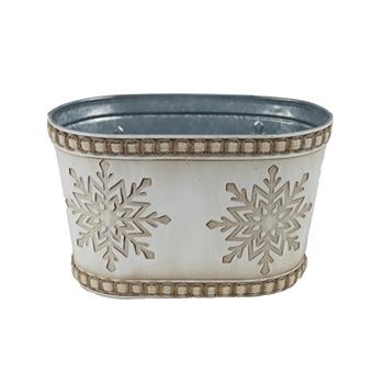 Obal oválný plechový s vločkou hnědo-bílý 19cm