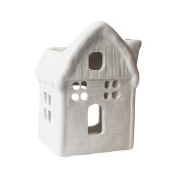 Svícen na čajovku porcelánový dům bílý 11,5cm
