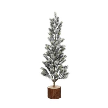 Stromek umělý na špalku zasněžený bílo-zelený 58cm