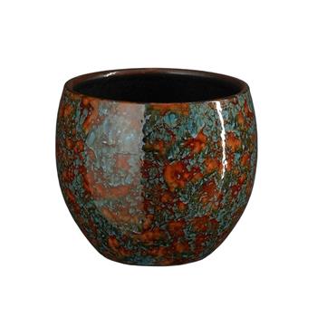 Obal kulatý keramický FABIAN modro-hnědý 15cm