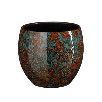 Obal kulatý keramický FABIAN modro-hnědý 17cm