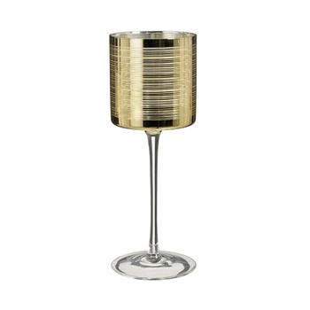 Svícen na noze HURRICANE skleněný se zlatými pruhy 25cm